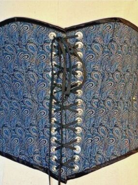 Blue Purple Reversible Lace-up Corset Flex Boning Renaissance Gothic 30" NWOT